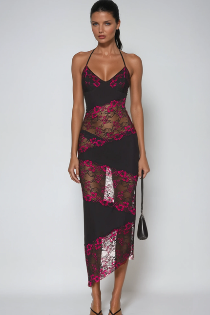 Valeria Deconstruct Floral Lace Maxi Dress