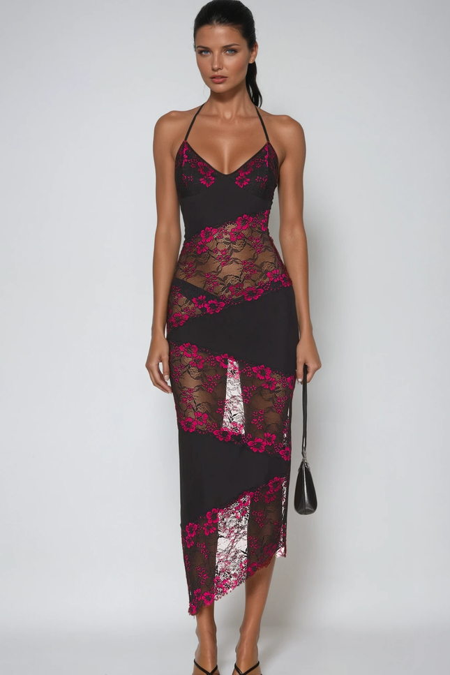 Valeria Deconstruct Floral Lace Maxi Dress