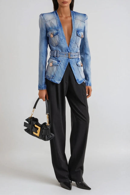 Noemi Plunge Denim Jacket
