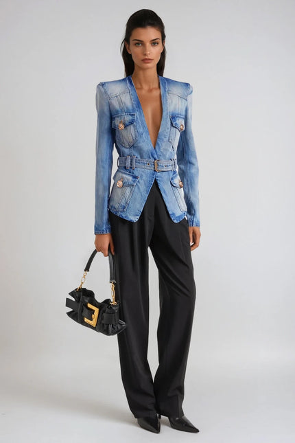 Noemi Plunge Denim Jacket
