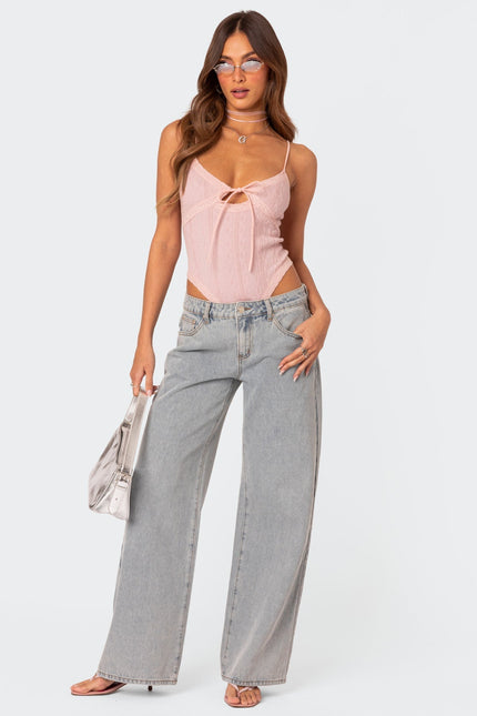 Bianca Bow Pocket Wide-Leg Jeans