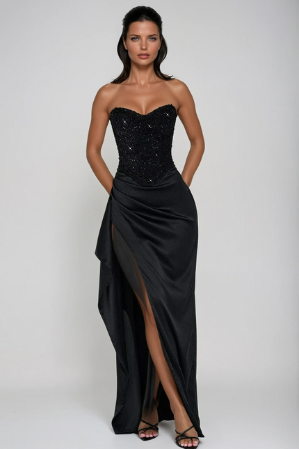 Nyra Satin Corset Maxi Dress