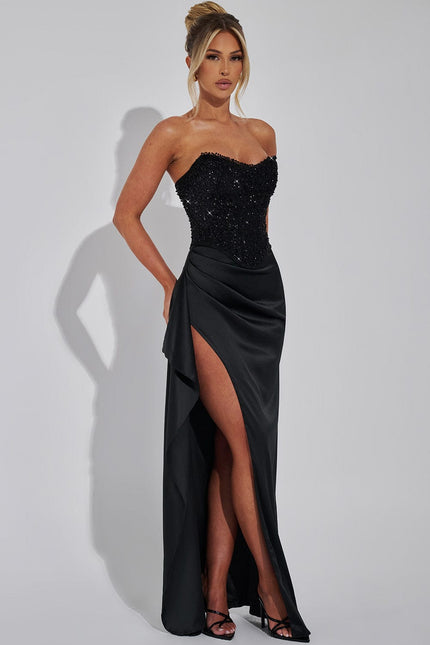 Nyra Satin Corset Maxi Dress