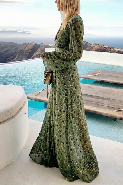 Malaga Bohemian Green Women's Summer Maxi Dress