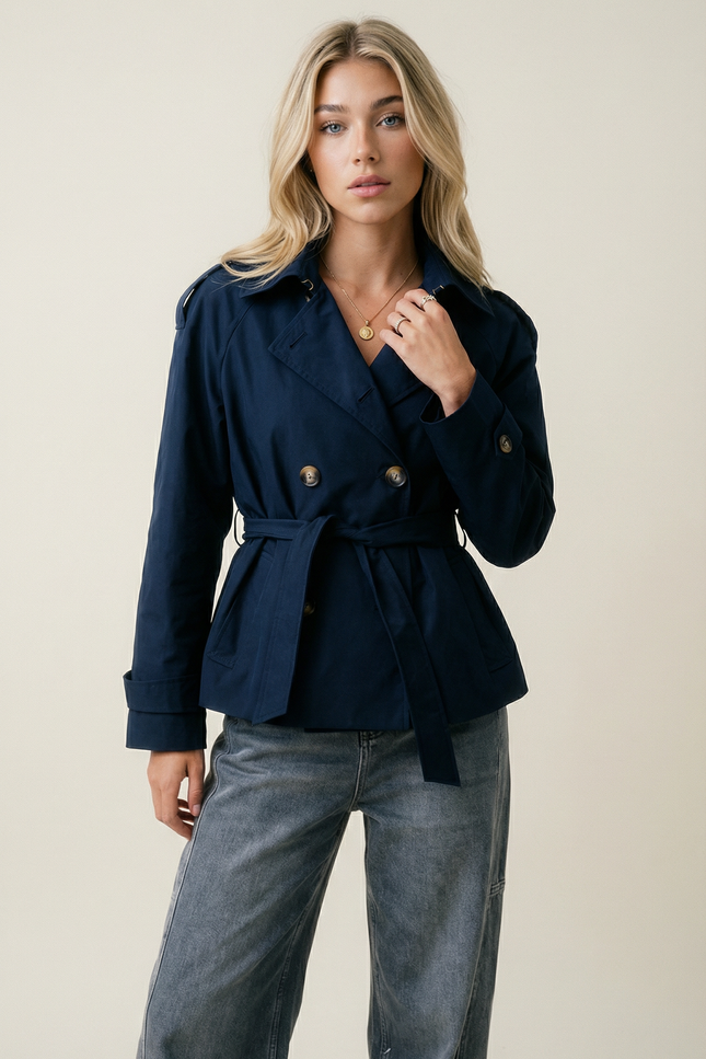 Jasmine Belted Short Trench Jacket