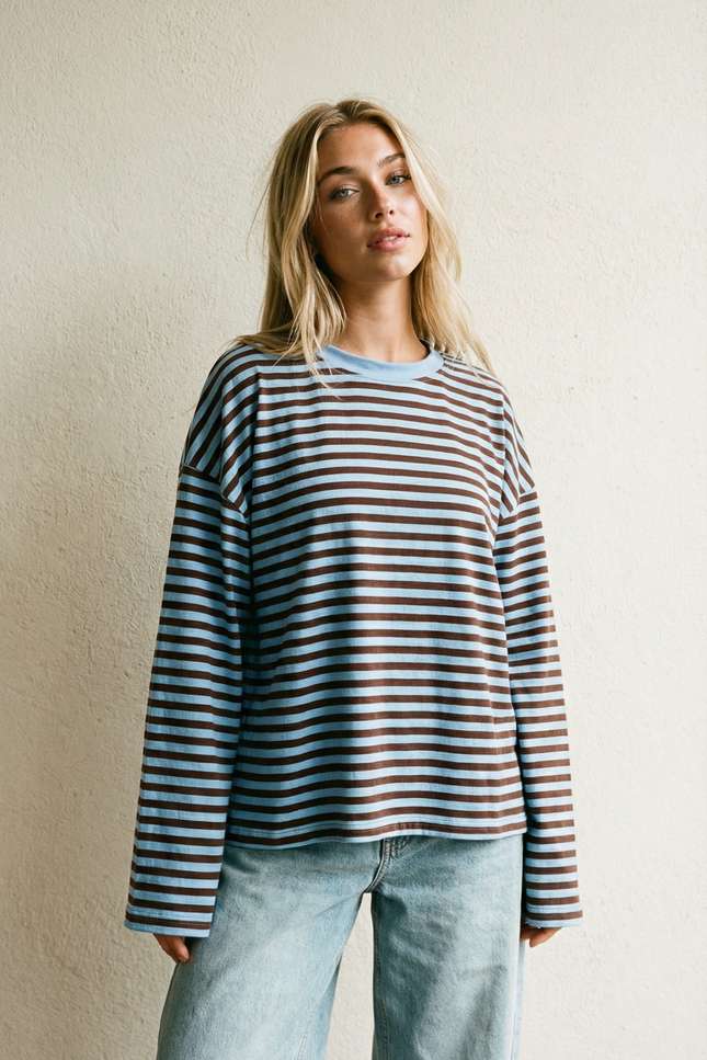 Bordeaux Stripe Long Sleeve Top