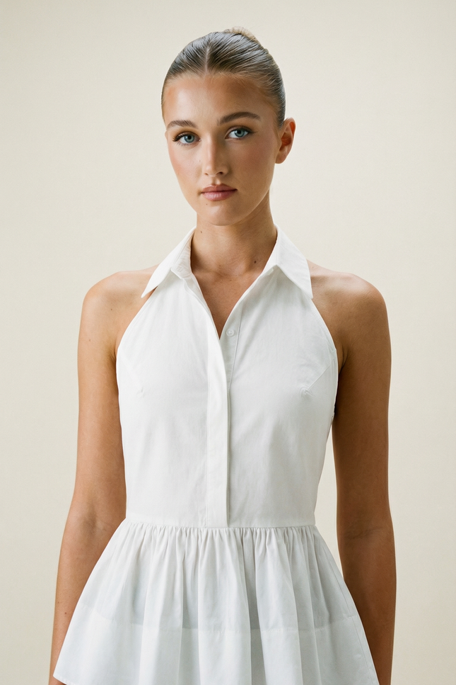 Ancona Halter Backless Peplum Blouse