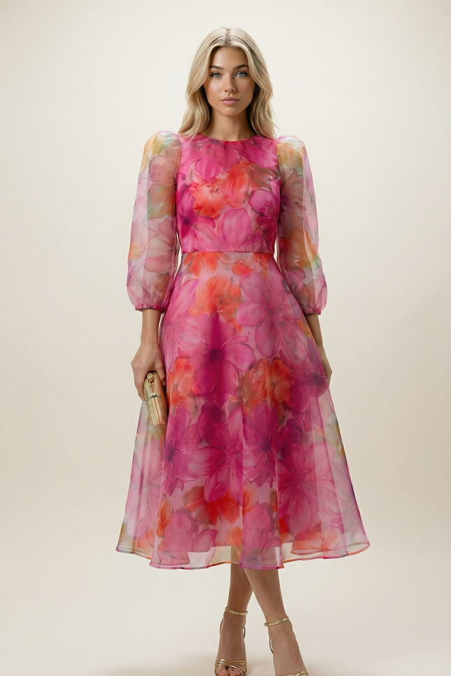 Palermo Floral Organza Midi Dress