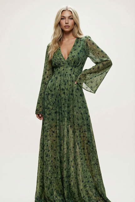 Malaga Bohemian Green Women's Summer Maxi Dress