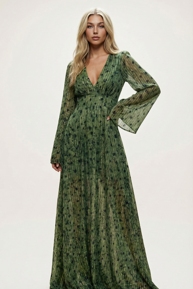 Malaga Bohemian Green Women's Summer Maxi Dress