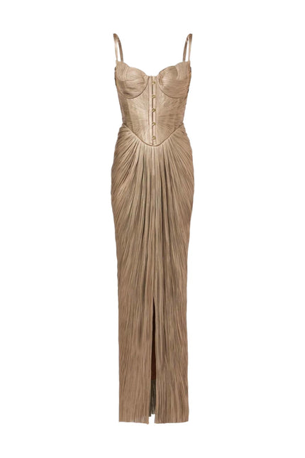 Valora Metallic Corset Maxi Dress