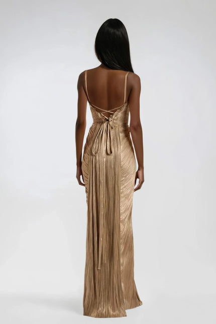 Valora Metallic Corset Maxi Dress