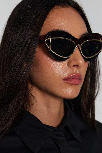Cannes Leopard Metal Sunglasses