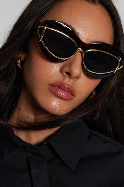Cannes Leopard Metal Sunglasses
