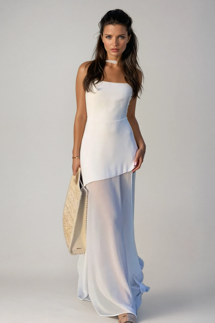 Menton Asymmetrical Wedding Guest Maxi Dress