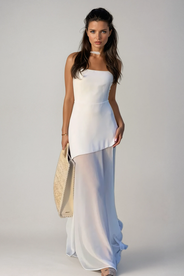 Menton Asymmetrical Wedding Guest Maxi Dress
