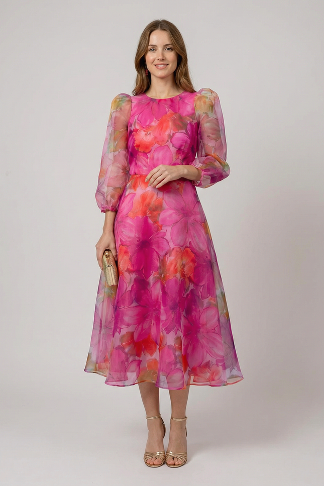 Palermo Floral Organza Midi Dress