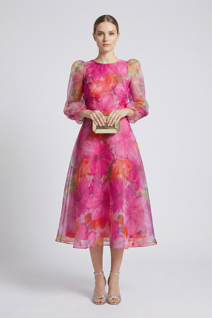Palermo Floral Organza Midi Dress