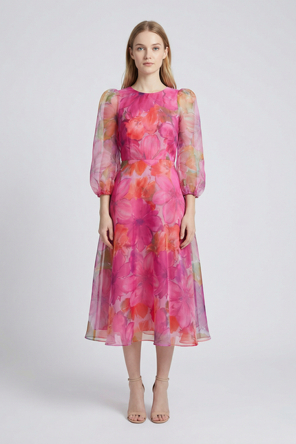 Palermo Floral Organza Midi Dress