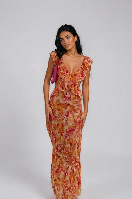 Santorini Floral Maxi Dress