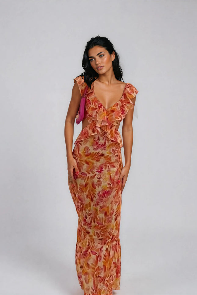 Santorini Floral Maxi Dress