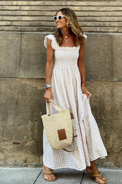 Provence Gingham Maxi Dress