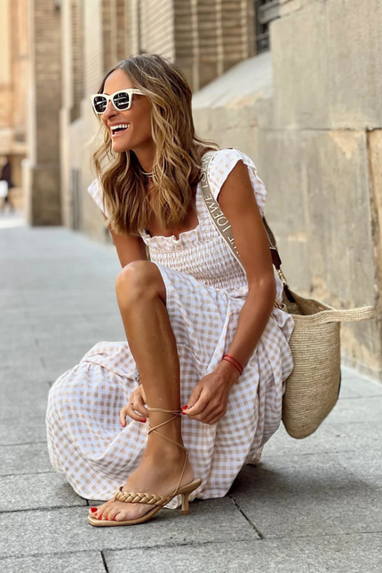 Provence Gingham Maxi Dress