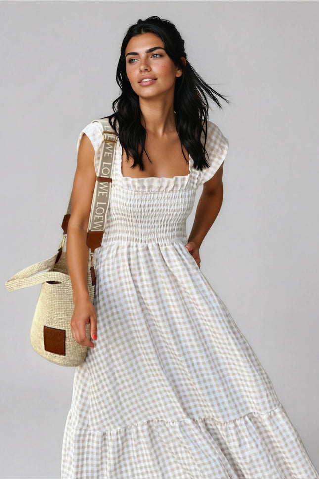 Provence Gingham Maxi Dress