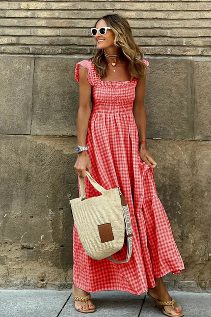 Provence Gingham Maxi Dress