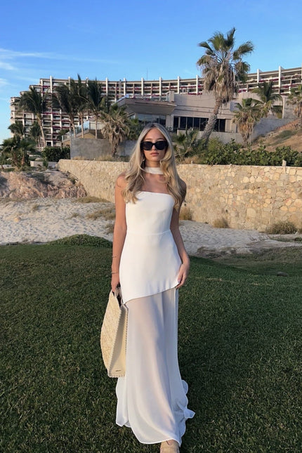 Menton Asymmetrical Wedding Guest Maxi Dress