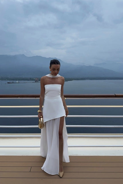 Menton Asymmetrical Wedding Guest Maxi Dress