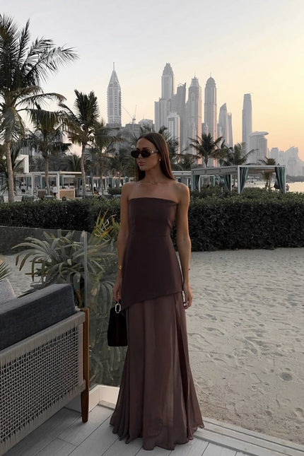 Menton Asymmetrical Wedding Guest Maxi Dress
