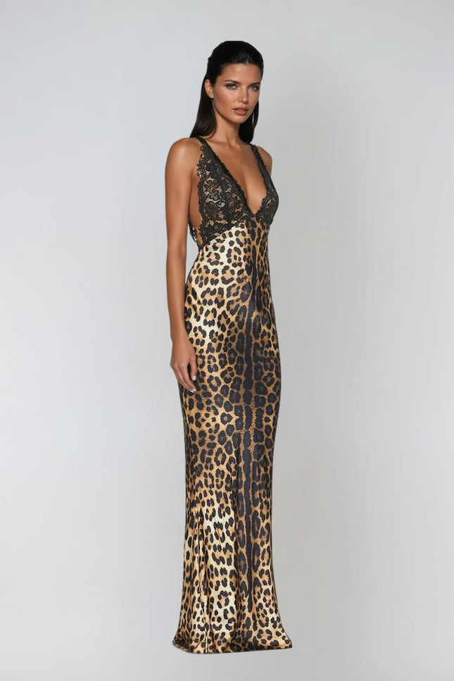 Calista Halterneck Leopard Maxi Dress