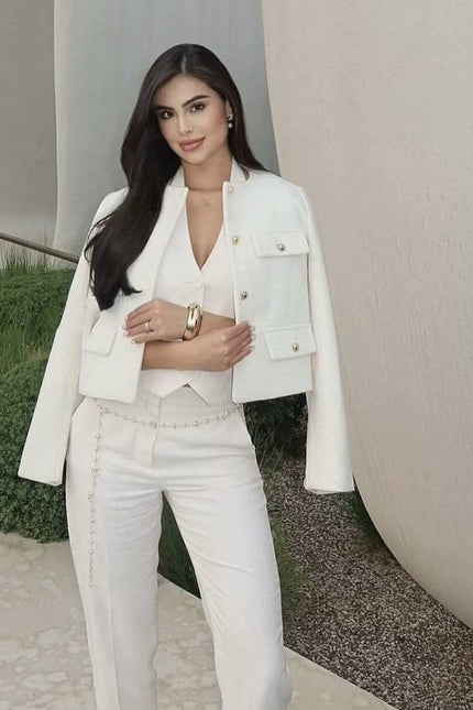 Women's Grace Pearl Button Cropped Jacket