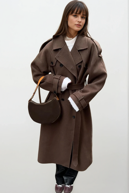 Wool-Blend Belted Trench Coat