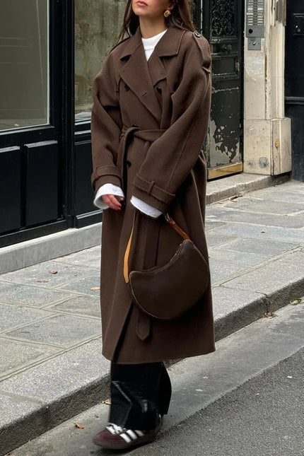 Wool-Blend Belted Trench Coat