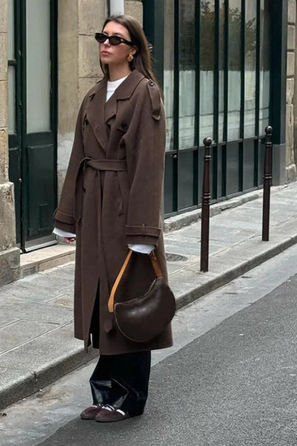 Wool-Blend Belted Trench Coat