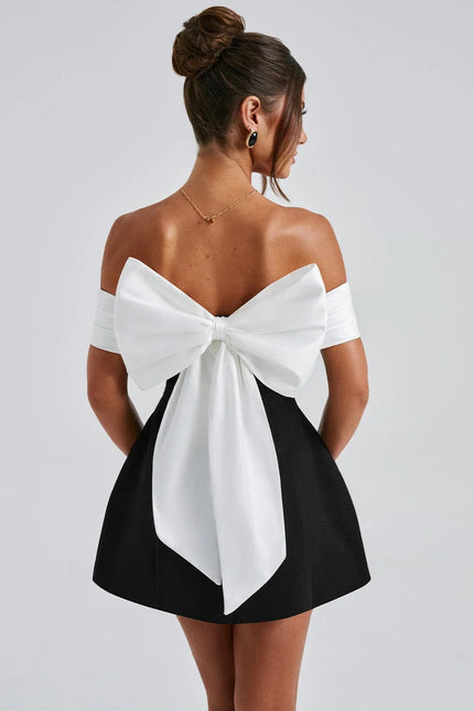 Nerida Bardot Bow Mini Dress