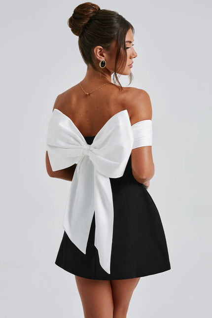 Nerida Bardot Bow Mini Dress