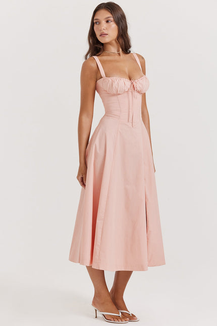Pink Rosalind Corset Midi Dress