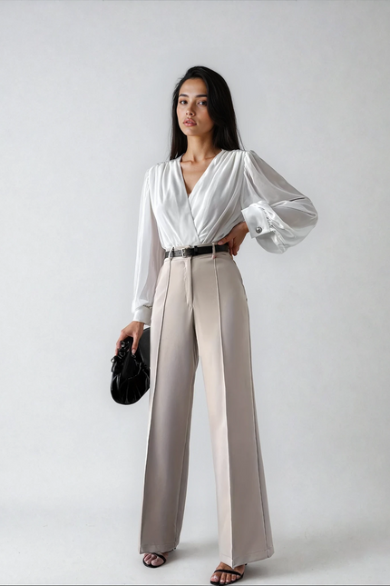 Royal Line Pleated High-Waist Pants