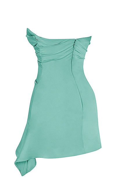 Blue Catherine Draped Blue Strapless Mini Corset Dress