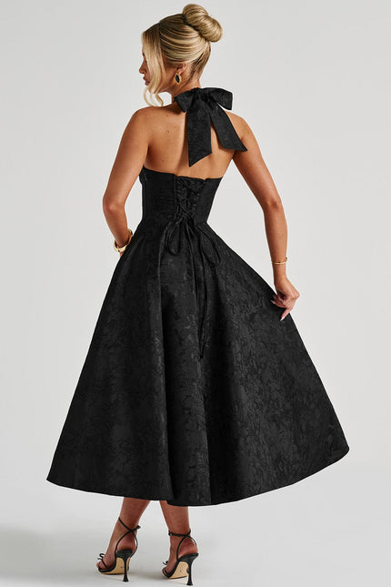 Black Yarra Nights Midi Dress