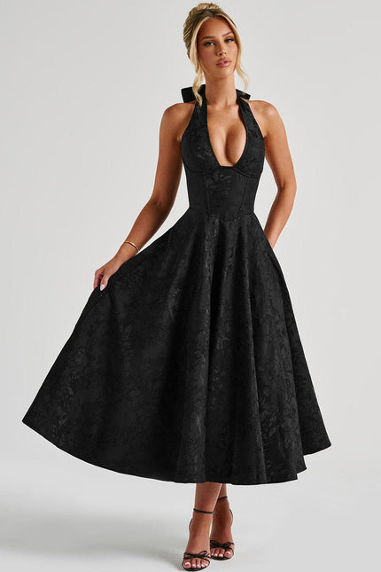 Black Yarra Nights Midi Dress
