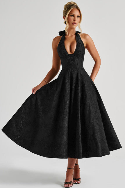 Black Yarra Nights Midi Dress