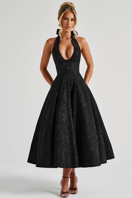 Black Yarra Nights Midi Dress