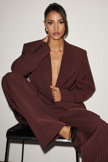 Bordeaux Reece Burgundy Pinstripe Blazer