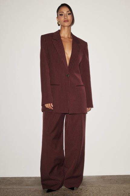Bordeaux Reece Burgundy Pinstripe Blazer