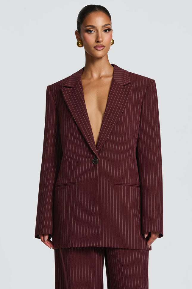 Bordeaux Reece Burgundy Pinstripe Blazer