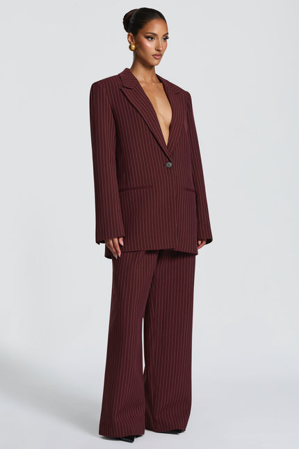 Bordeaux Reece Burgundy Pinstripe Blazer